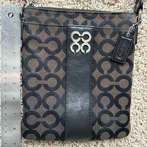 Coach Two Toned Black Patterned Crossbody Bag